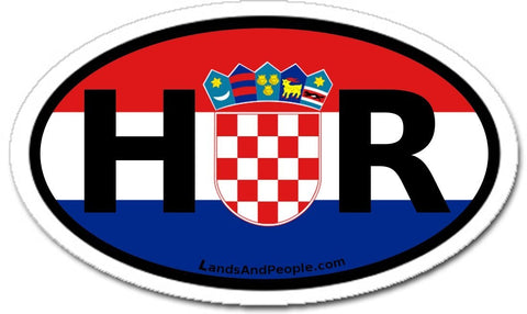 HR Croatia Flag Car Bumper Sticker Decal Oval
