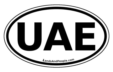 UAE United Arab Emirates Sticker Oval Black and White