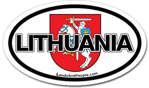 Lithuania and Coat of Arms Vytis Sticker Oval