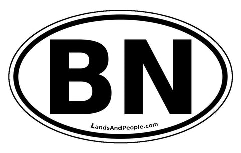 BN Brunei Sticker Oval Black and White