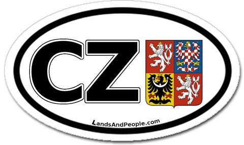 CZ Czech Republic Sticker Coat of Arms Decal Oval Black and White