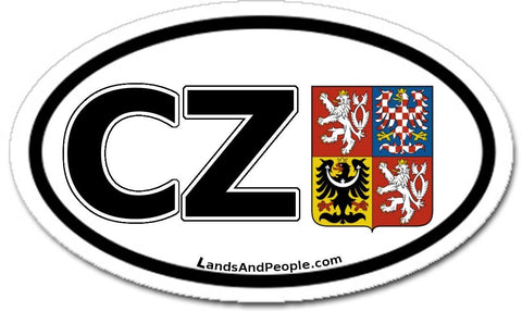 CZ Czech Republic Sticker Coat of Arms Decal Oval Black and White