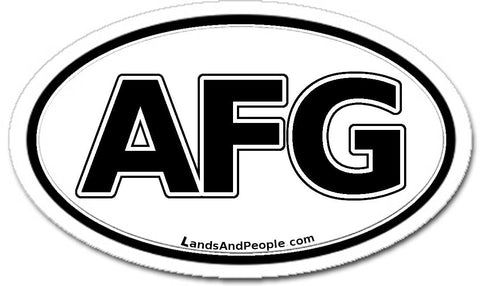 AFG Afghanistan Sticker Oval Black and White