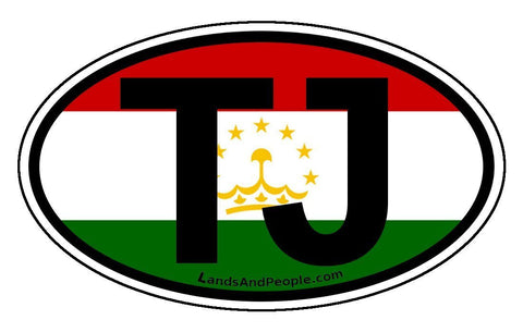 TJ Tajikistan Flag Sticker Oval