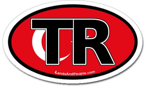 TR Turkish Flag Car Bumper Sticker Oval