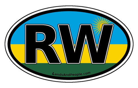 RW Rwanda Flag Car Sticker Oval