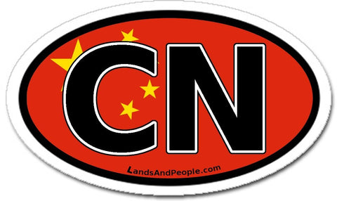 CN China Chinese Flag Car Sticker Oval