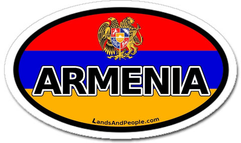 Armenia and Armenian Flag Car Bumper Sticker Oval