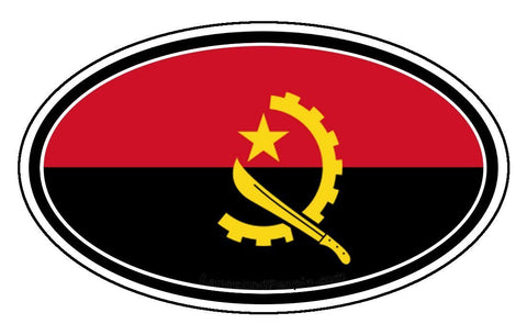 Angola Flag Sticker Oval
