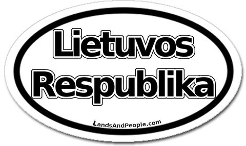 Lietuvos Respublika Sticker Oval Black and White