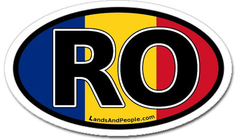 RO Romania Flag Sticker Oval