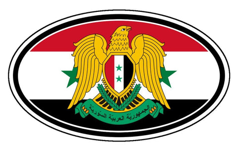 Syria Flag Eagle Sticker Oval