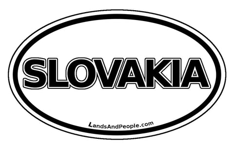 Slovakia Sticker Oval Black and White