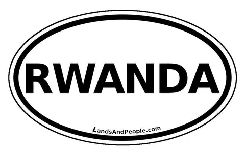 Rwanda Car Sticker Oval Black and White
