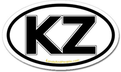 KZ Kazakhstan Sticker Oval Black and White