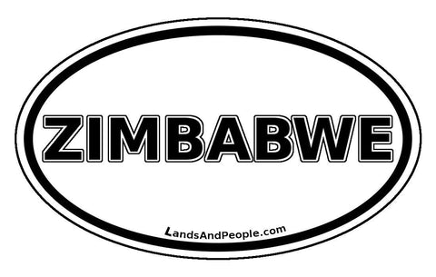 Zimbabwe Sticker Oval Black and White