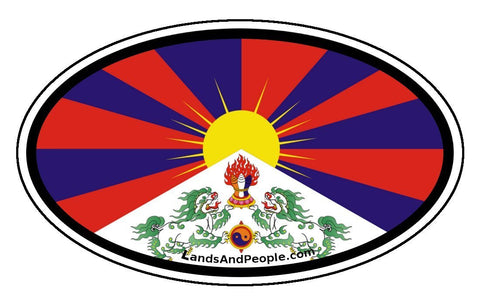 Tibet Tibetan Flag Sticker Decal Oval