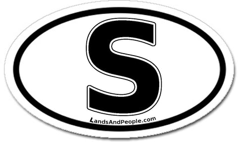 S Sweden Sticker Decal Oval Black and White
