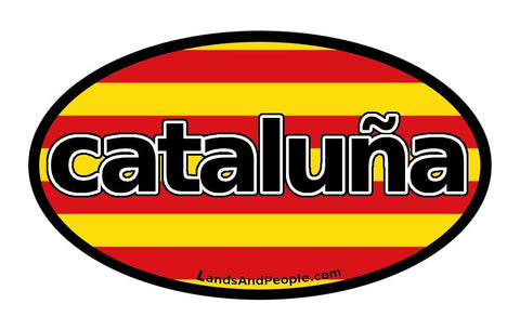 Cataluña Catalonia in Spanish Catalonian Flag Sticker Oval
