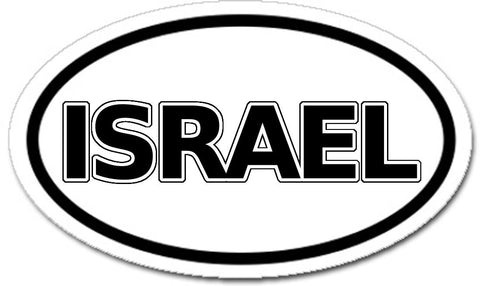 Israel Car Sticker Oval Black and White