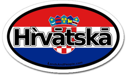 Hrvatska Croatia Flag Car Bumper Sticker Decal Oval