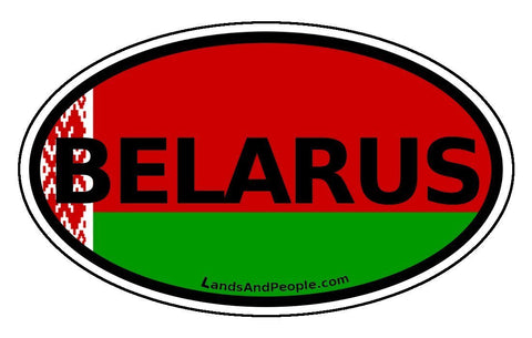 Belarus and Belarusian Flag Car Bumper Sticker Decal Oval