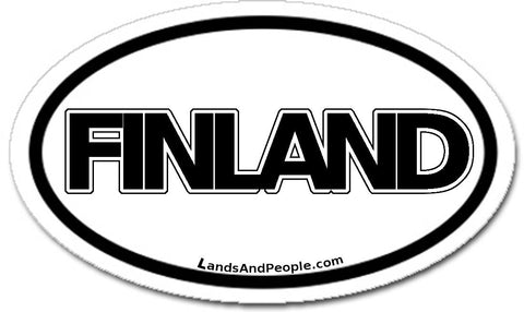Finland Sticker Oval Black and White