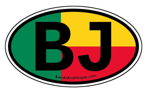 BJ Benin Flag Sticker Decal Oval