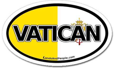 Vatican Flag Roman Catholic Car Bumper Sticker Oval