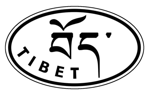 བོད་ Tibet Sticker Decal Oval Black and White