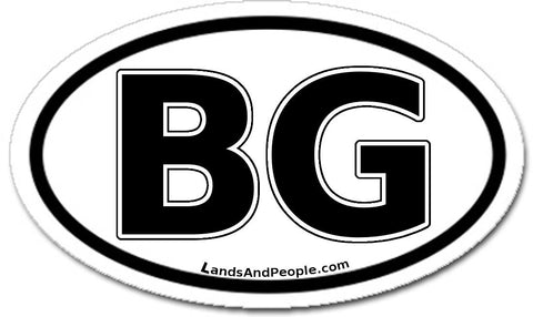 BG Bulgaria Car Bumper Sticker Decal Oval Black and White