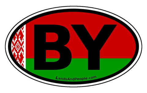 Belarus BY Belorussian Flag Car Bumper Sticker Decal Oval