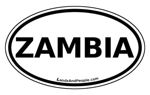 Zambia Sticker Oval Black and White