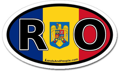 RO Romania Flag Sticker Oval