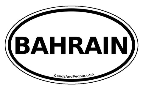 Bahrain Sticker Oval Black and White