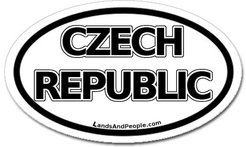Czech Republic Sticker Decal Oval Black and White