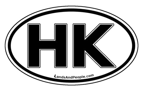 HK Hong Kong Car Sticker Oval Black and White