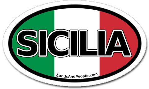 Sicilia Sicily in Italian Car Bumper Vinyl Sticker Oval