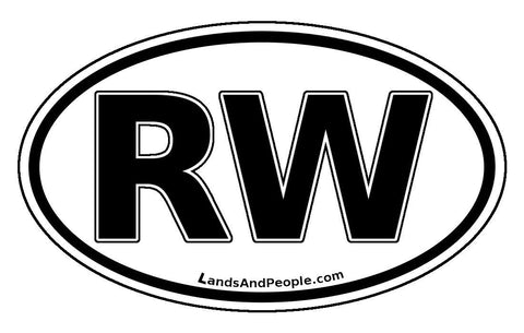 RW Rwanda Car Sticker Oval Black and White