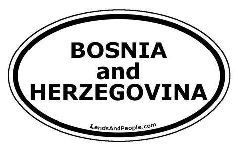Bosnia and Herzegovina Car Bumper Sticker Decal Oval Black and White