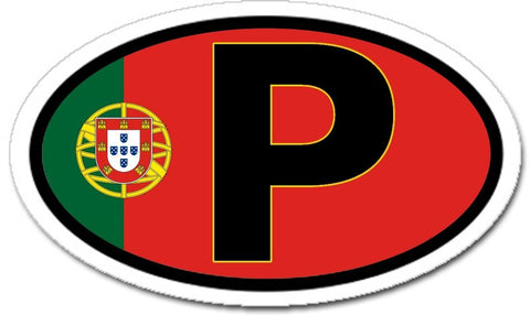 P Portugal Portuguese Flag Sticker Oval