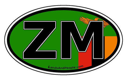 ZM Zambia Flag Sticker Oval