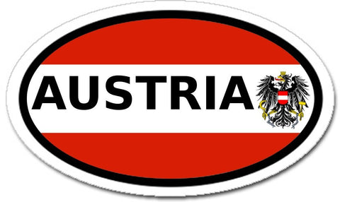 Austria and Austrian Flag and Eagle Car Bumper Sticker Oval