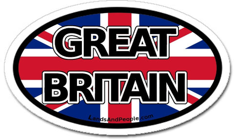 Great Britain and British Flag Car Bumper Sticker Oval