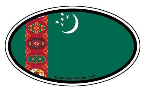 Turkmenistan Flag Sticker Oval