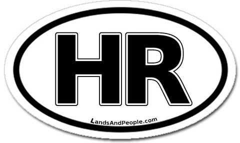 HR Croatia Car Bumper Sticker Decal Oval Black and White