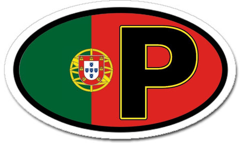 P Portugal Portuguese Flag Sticker Oval