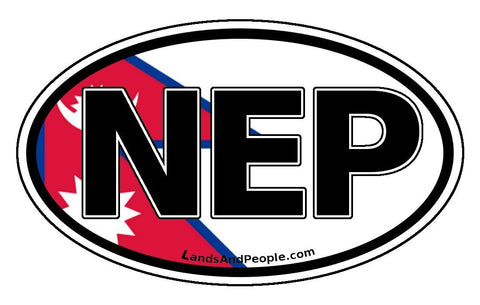 NEP Nepal Nepali Flag Car Sticker Decal Oval