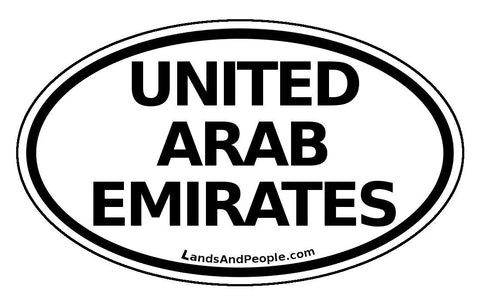 United Arab Emirates Sticker Oval Black and White