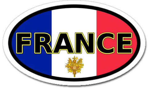 France and French Flag Car Bumper Vinyl Sticker Decal Oval